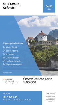 Abbildung von: BEV-Karte 3213, Kufstein 1:50 000 - Bundesamt für Eich- und Vermessungswesen Marketing und Vertrieb