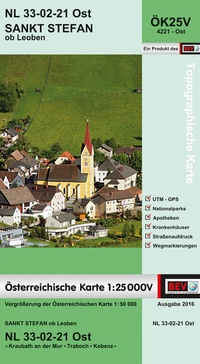Abbildung von: BEV-Karte 4221-Ost, Sankt Stefan ob Leoben 1:25 000V - Bundesamt für Eich- und Vermessungswesen Marketing und Vertrieb
