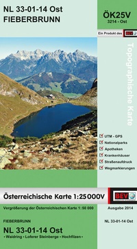 Abbildung von: BEV-Karte 3214-Ost, Fieberbrunn 1:25 000V - Bundesamt für Eich- und Vermessungswesen Marketing und Vertrieb