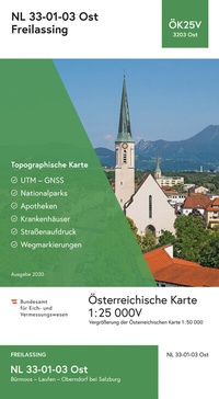 Abbildung von: BEV-Karte 3203-Ost, Freilassing 1:25 000V - Bundesamt für Eich- und Vermessungswesen Marketing und Vertrieb