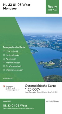 Abbildung von: BEV-Karte 3205-West, Mondsee 1:25 000V - Bundesamt für Eich- und Vermessungswesen Marketing und Vertrieb