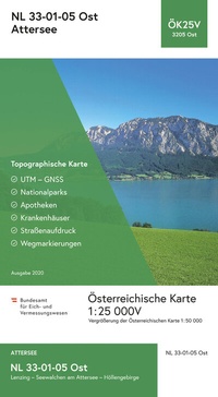 Abbildung von: BEV-Karte 3205-Ost, Attersee 1:25 000V - Bundesamt für Eich- und Vermessungswesen Marketing und Vertrieb