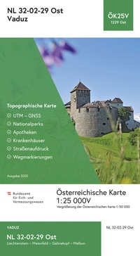 Abbildung von: BEV-Karte 1229-Ost, Vaduz 1:25 000V - Bundesamt für Eich- und Vermessungswesen Marketing und Vertrieb
