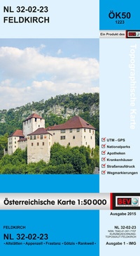 Abbildung von: BEV-Karte 1223, Feldkirch 1:50 000 - Bundesamt für Eich- und Vermessungswesen Marketing und Vertrieb