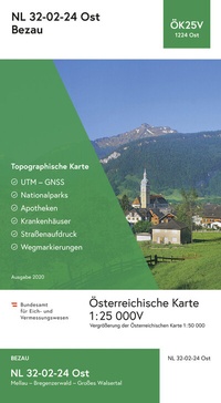 Abbildung von: BEV-Karte 1224-Ost, Bezau 1:25 000V - Bundesamt für Eich- und Vermessungswesen Marketing und Vertrieb
