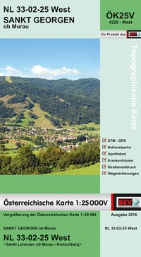 Abbildung von: BEV-Karte 4225-West, Sankt Georgen ob Murau 1:25 000V - Bundesamt für Eich- und Vermessungswesen Marketing und Vertrieb