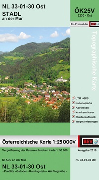 Abbildung von: BEV-Karte 3230-Ost, Stadl an der Mur 1:25 000V - Bundesamt für Eich- und Vermessungswesen Marketing und Vertrieb