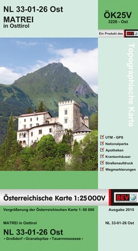 Abbildung von: BEV-Karte 3226-Ost, Matrei in Osttirol 1:25 000V - Bundesamt für Eich- und Vermessungswesen Marketing und Vertrieb