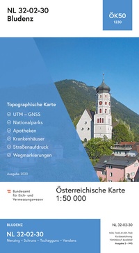 Abbildung von: BEV-Karte 1230, Bludenz 1:50 000 - Bundesamt für Eich- und Vermessungswesen Marketing und Vertrieb