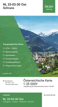 Abbildung von: BEV-Karte 1230-Ost, Schruns 1:25 000V - Bundesamt für Eich- und Vermessungswesen Marketing und Vertrieb
