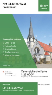 Abbildung von: BEV-Karte 5325-West, Pressbaum 1:25 000V - Bundesamt für Eich- und Vermessungswesen Marketing und Vertrieb