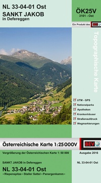 Abbildung von: BEV-Karte 3101-Ost, St. Jakob in Defereggen 1:25 000V - Bundesamt für Eich- und Vermessungswesen Marketing und Vertrieb