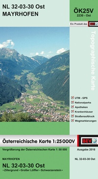 Abbildung von: BEV-Karte 2230-Ost, Mayrhofen 1:25 000V - Bundesamt für Eich- und Vermessungswesen Marketing und Vertrieb
