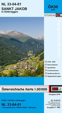 Abbildung von: BEV-Karte 3101, St. Jakob in Defereggen 1:50 000 - Bundesamt für Eich- und Vermessungswesen Marketing und Vertrieb