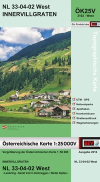 Abbildung von: BEV-Karte 3102-West, Innervillgraten 1:25 000V - Bundesamt für Eich- und Vermessungswesen Marketing und Vertrieb