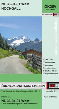 Abbildung von: BEV-Karte 3101-West, Hochgall 1:25 000V - Bundesamt für Eich- und Vermessungswesen Marketing und Vertrieb