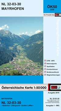 Abbildung von: BEV-Karte 2230, Mayrhofen 1:50 000 - Bundesamt für Eich- und Vermessungswesen Marketing und Vertrieb