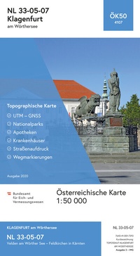 Abbildung von: BEV-Karte 4107, Klagenfurt am Wörthersee 1:50 000 - Bundesamt für Eich- und Vermessungswesen Marketing und Vertrieb