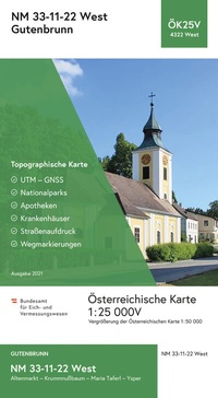 Abbildung von: BEV-Karte 4322-West, Gutenbrunn 1:25 000V - Bundesamt für Eich- und Vermessungswesen Marketing und Vertrieb