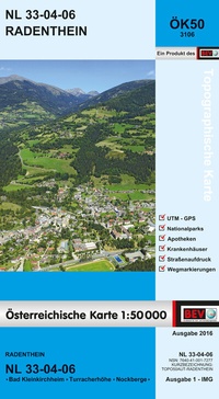 Abbildung von: BEV-Karte 3106, Radenthein 1:50 000 - Bundesamt für Eich- und Vermessungswesen Marketing und Vertrieb