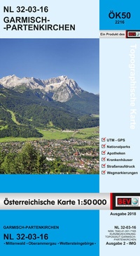 Abbildung von: BEV-Karte 2216, Garmisch-Partenkirchen 1:50 000 - Bundesamt für Eich- und Vermessungswesen Marketing und Vertrieb