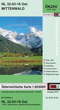 Abbildung von: BEV-Karte 2216-Ost, Mittenwald 1:25 000V - Bundesamt für Eich- und Vermessungswesen Marketing und Vertrieb
