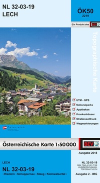 Abbildung von: BEV-Karte 2219, Lech 1:50 000 - Bundesamt für Eich- und Vermessungswesen Marketing und Vertrieb