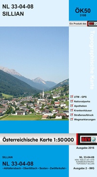 Abbildung von: BEV-Karte 3108, Sillian 1:50 000 - Bundesamt für Eich- und Vermessungswesen Marketing und Vertrieb
