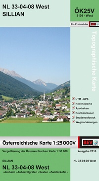 Abbildung von: BEV-Karte 3108-West, Sillian 1:25 000V - Bundesamt für Eich- und Vermessungswesen Marketing und Vertrieb