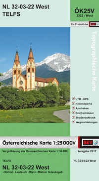 Abbildung von: BEV-Karte 2222-West, Telfs 1:25 000V - Bundesamt für Eich- und Vermessungswesen Marketing und Vertrieb