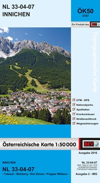 Abbildung von: BEV-Karte 3107, Innichen 1:50 000 - Bundesamt für Eich- und Vermessungswesen Marketing und Vertrieb