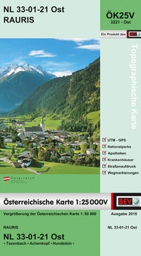 Abbildung von: BEV-Karte 3221-Ost, Rauris 1:25 000V - Bundesamt für Eich- und Vermessungswesen Marketing und Vertrieb