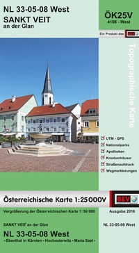 Abbildung von: BEV-Karte 4108-West, St. Veit an der Glan 1:25 000V - Bundesamt für Eich- und Vermessungswesen Marketing und Vertrieb