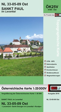 Abbildung von: BEV-Karte 4109-Ost, St. Paul im Lavanttal 1:25 000V - Bundesamt für Eich- und Vermessungswesen Marketing und Vertrieb