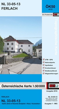 Abbildung von: BEV-Karte 4113, Ferlach 1:50 000 - Bundesamt für Eich- und Vermessungswesen Marketing und Vertrieb
