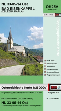 Abbildung von: BEV-Karte 4114-Ost, Bad Eisenkappel / Zelezna Kapla 1:25 000V - Bundesamt für Eich- und Vermessungswesen Marketing und Vertrieb