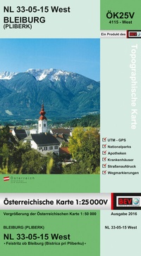 Abbildung von: BEV-Karte 4115-West, Bleiburg / Pliberk 1:25 000V - Bundesamt für Eich- und Vermessungswesen Marketing und Vertrieb