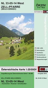 Abbildung von: BEV-Karte 4114-West, Zell-Pfarre / Sele-Cerkev 1:25 000V - Bundesamt für Eich- und Vermessungswesen Marketing und Vertrieb