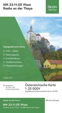 Abbildung von: BEV-Karte 4305-West, Raabs an der Thaya 1:25 000V - Bundesamt für Eich- und Vermessungswesen Marketing und Vertrieb