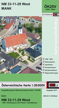Abbildung von: BEV-Karte 4329-West, Mank 1:25 000V - Bundesamt für Eich- und Vermessungswesen Marketing und Vertrieb