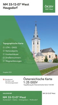 Abbildung von: BEV-Karte 5307-West, Haugsdorf 1:25 000V - Bundesamt für Eich- und Vermessungswesen Marketing und Vertrieb