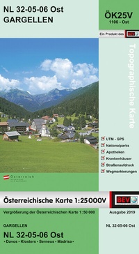 Abbildung von: BEV-Karte 1106-Ost, Gargellen 1:25 000V - Bundesamt für Eich- und Vermessungswesen Marketing und Vertrieb