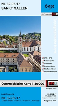 Abbildung von: BEV-Karte 1217, Sankt Gallen 1:50 000 - Bundesamt für Eich- und Vermessungswesen Marketing und Vertrieb