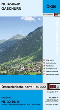 Abbildung von: BEV-Karte 2101, Gaschurn 1:50 000 - Bundesamt für Eich- und Vermessungswesen Marketing und Vertrieb