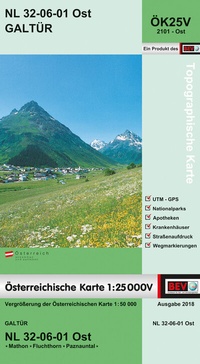 Abbildung von: BEV-Karte 2101-Ost, Galtür 1:25 000V - Bundesamt für Eich- und Vermessungswesen Marketing und Vertrieb