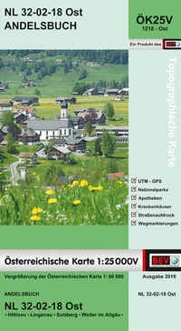 Abbildung von: BEV-Karte 1218-Ost, Andelsbuch 1:25 000V - Bundesamt für Eich- und Vermessungswesen Marketing und Vertrieb