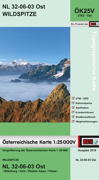 Abbildung von: BEV-Karte 2103-Ost, Wildspitze 1:25 000V - Bundesamt für Eich- und Vermessungswesen Marketing und Vertrieb