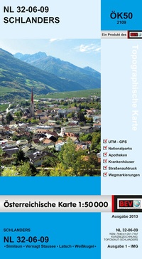 Abbildung von: BEV-Karte 2109, Schlanders 1:50 000 - Bundesamt für Eich- und Vermessungswesen Marketing und Vertrieb