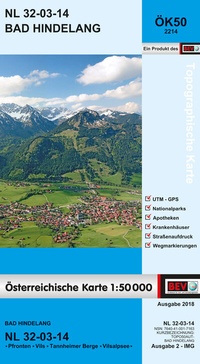 Abbildung von: BEV-Karte 2214, Bad Hindelang 1:50 000 - Bundesamt für Eich- und Vermessungswesen Marketing und Vertrieb