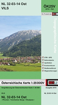 Abbildung von: BEV-Karte 2214-Ost, Vils 1:25 000V - Bundesamt für Eich- und Vermessungswesen Marketing und Vertrieb
